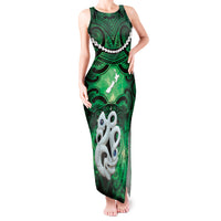 Personalised Maori Matariki Manaia Kakariki Tank Maxi Dress Maori Kowhaiwhai Pattern Galaxy LT01 Women Green - Polynesian Pride