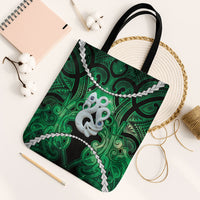 Maori Matariki Manaia Kakariki Tote Bag Maori Kowhaiwhai Pattern Galaxy LT01 Black Strap One Size Green - Polynesian Pride