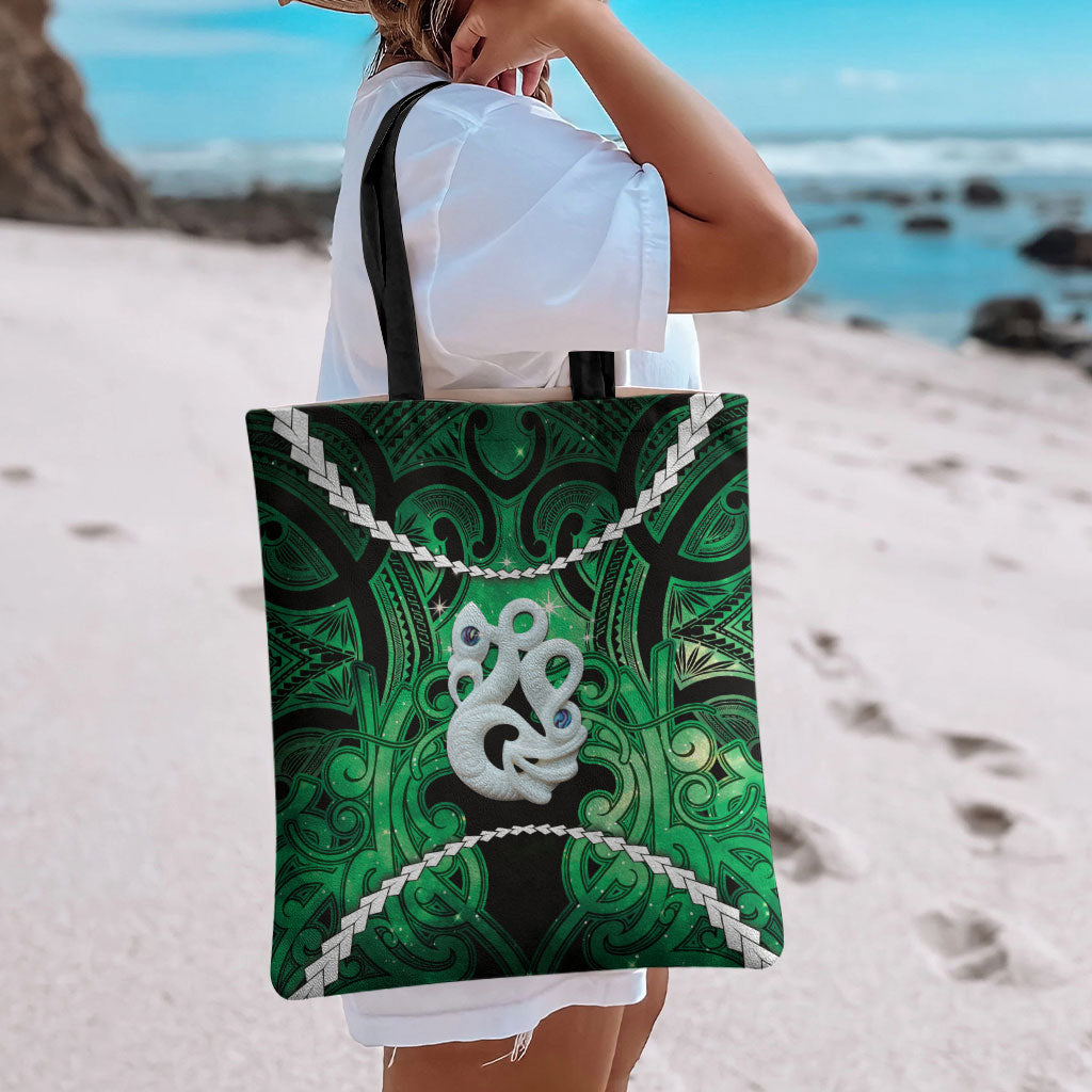 Maori Matariki Manaia Kakariki Tote Bag Maori Kowhaiwhai Pattern Galaxy LT01 - Polynesian Pride