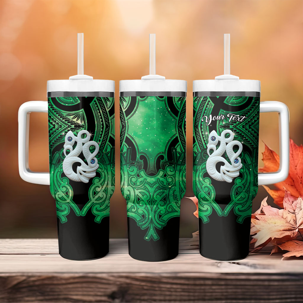Personalised Maori Matariki Manaia Kakariki Tumbler With Handle Maori Kowhaiwhai Pattern Galaxy LT01 - Polynesian Pride