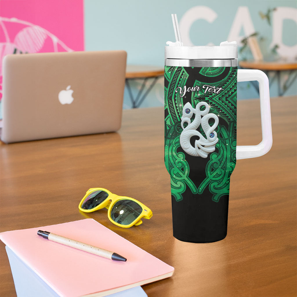Personalised Maori Matariki Manaia Kakariki Tumbler With Handle Maori Kowhaiwhai Pattern Galaxy LT01 - Polynesian Pride