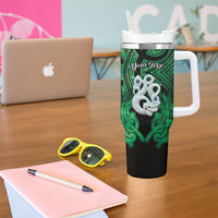 Personalised Maori Matariki Manaia Kakariki Tumbler With Handle Maori Kowhaiwhai Pattern Galaxy LT01 - Polynesian Pride