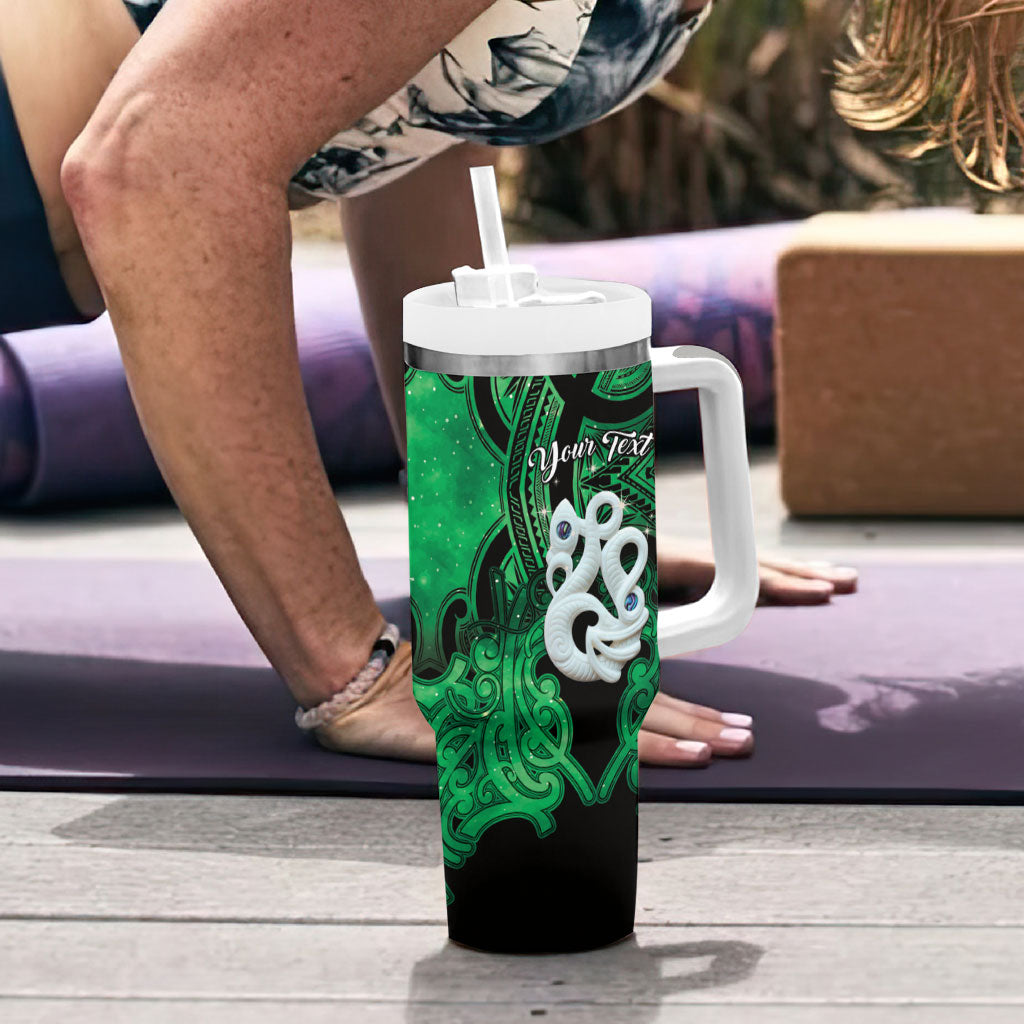 Personalised Maori Matariki Manaia Kakariki Tumbler With Handle Maori Kowhaiwhai Pattern Galaxy LT01 - Polynesian Pride