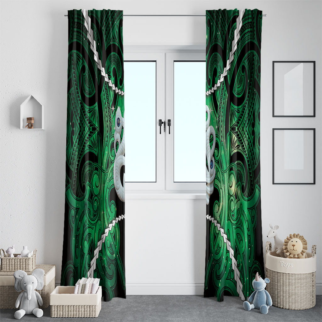 Maori Matariki Manaia Kakariki Window Curtain Maori Kowhaiwhai Pattern Galaxy LT01 - Polynesian Pride