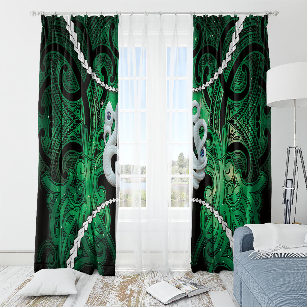 Maori Matariki Manaia Kakariki Window Curtain Maori Kowhaiwhai Pattern Galaxy LT01 - Polynesian Pride