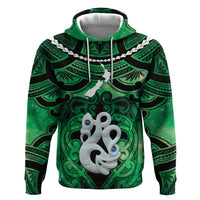 Personalised Maori Matariki Manaia Kakariki Zip Hoodie Maori Kowhaiwhai Pattern Galaxy LT01 Pullover Hoodie Green - Polynesian Pride