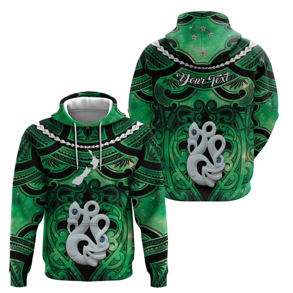 Personalised Maori Matariki Manaia Kakariki Zip Hoodie Maori Kowhaiwhai Pattern Galaxy LT01 - Polynesian Pride