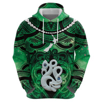 Personalised Maori Matariki Manaia Kakariki Zip Hoodie Maori Kowhaiwhai Pattern Galaxy LT01 - Polynesian Pride