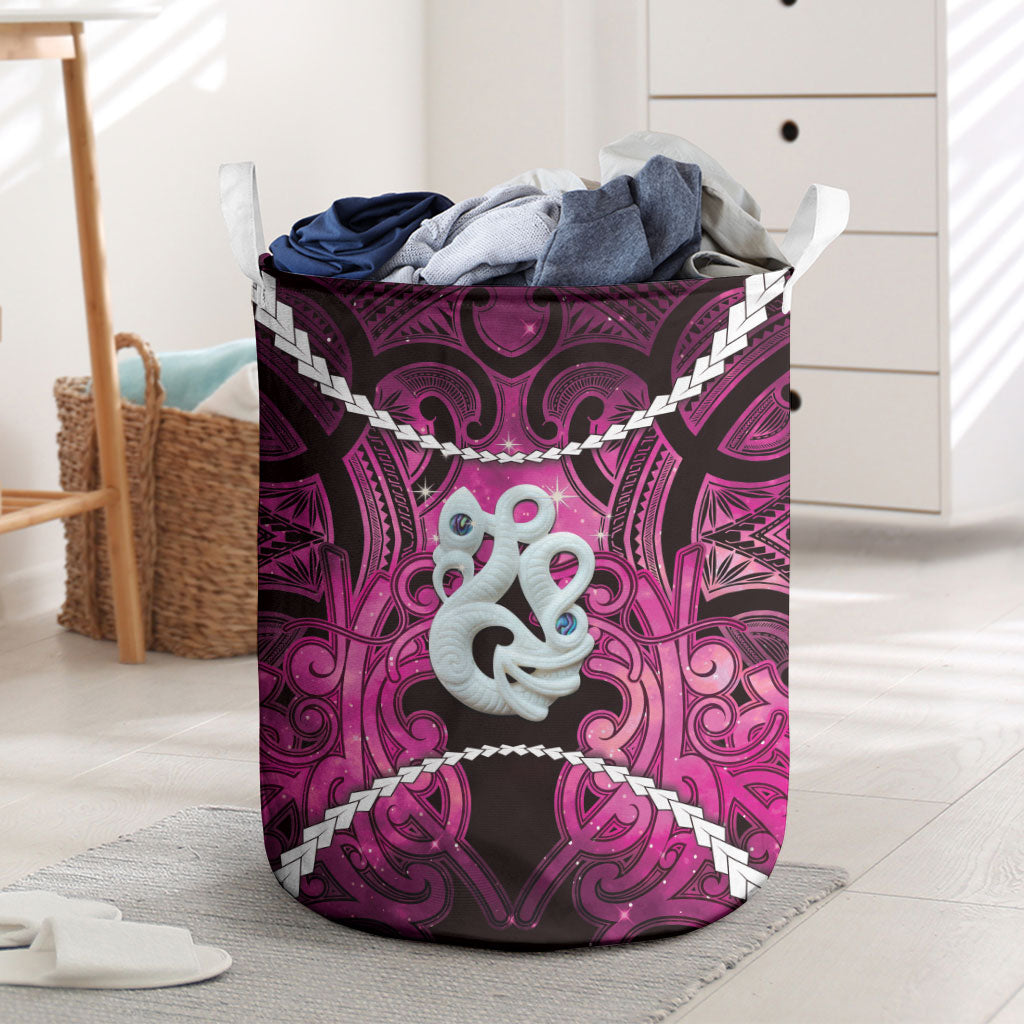 Maori Matariki Manaia Mawhero Laundry Basket Maori Kowhaiwhai Pattern Galaxy