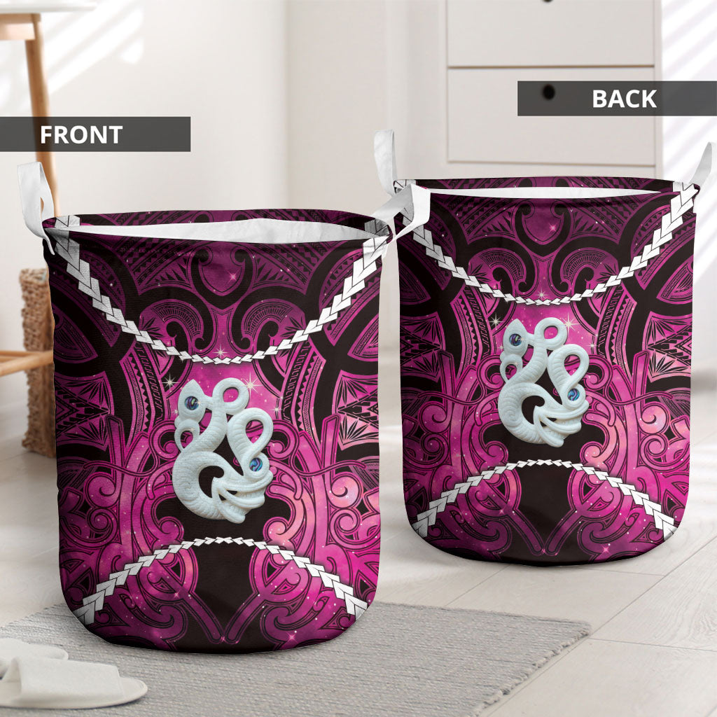 Maori Matariki Manaia Mawhero Laundry Basket Maori Kowhaiwhai Pattern Galaxy