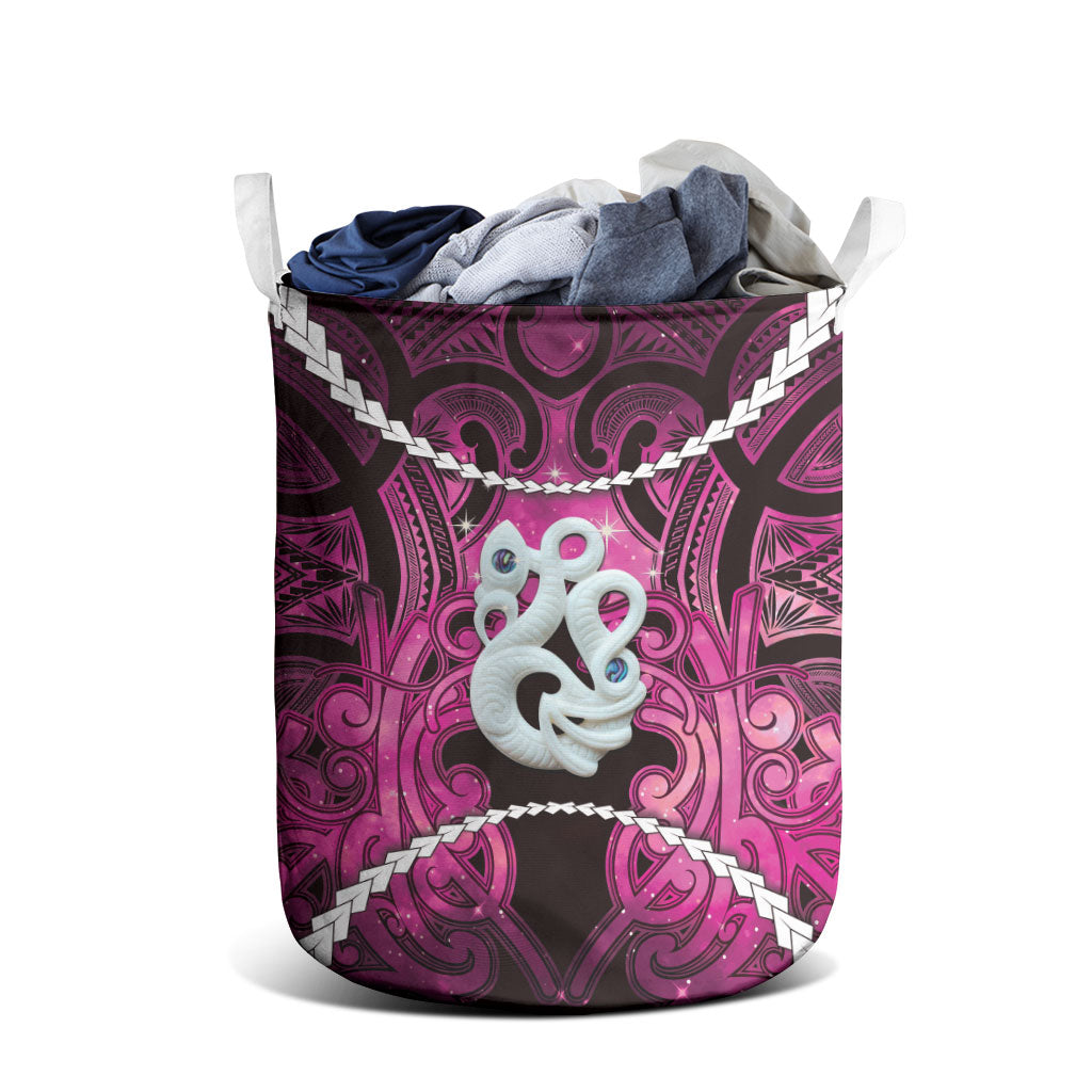Maori Matariki Manaia Mawhero Laundry Basket Maori Kowhaiwhai Pattern Galaxy