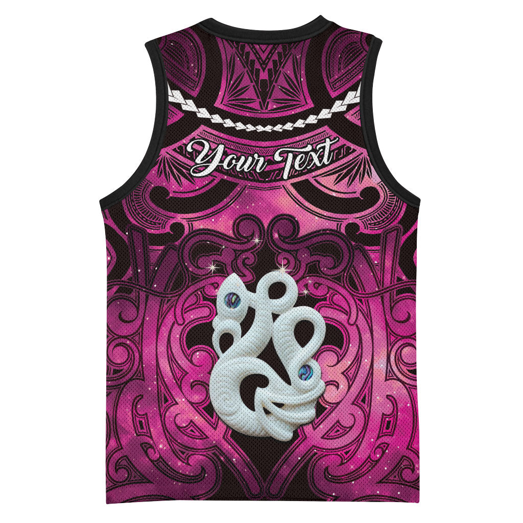 Personalised Maori Matariki Manaia Mawhero Basketball Jersey Maori Kowhaiwhai Pattern Galaxy LT01 - Polynesian Pride