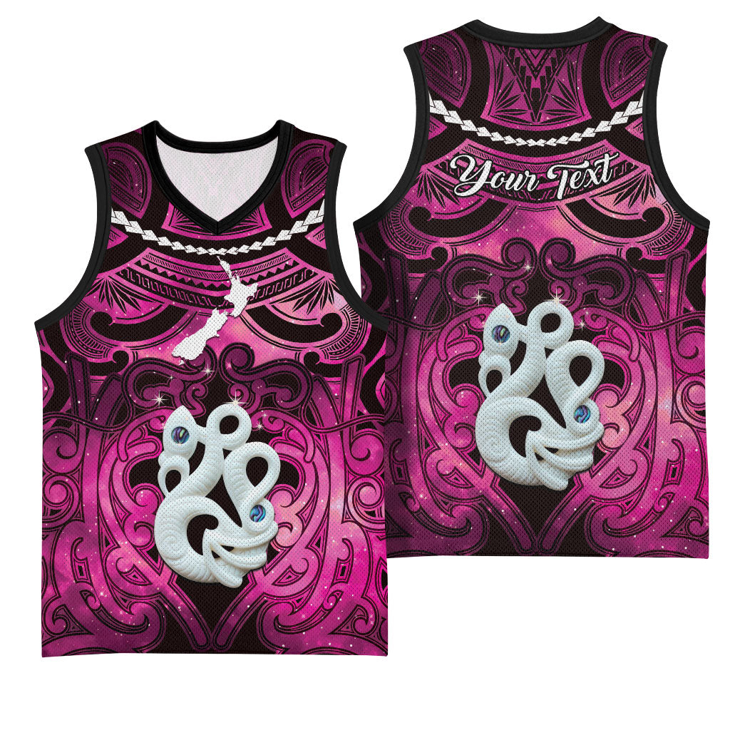 Personalised Maori Matariki Manaia Mawhero Basketball Jersey Maori Kowhaiwhai Pattern Galaxy LT01 - Polynesian Pride