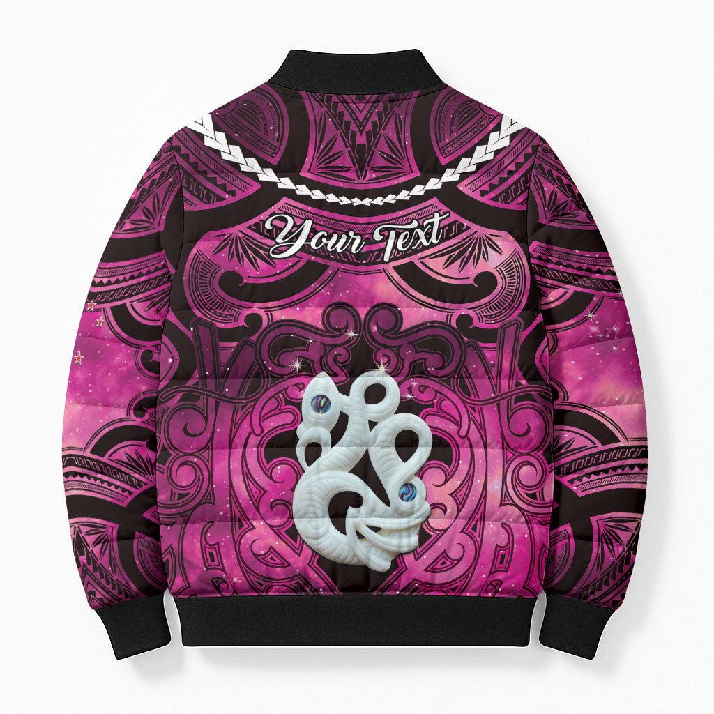 Personalised Maori Matariki Manaia Mawhero Bomber Puffer Jacket Maori Kowhaiwhai Pattern Galaxy