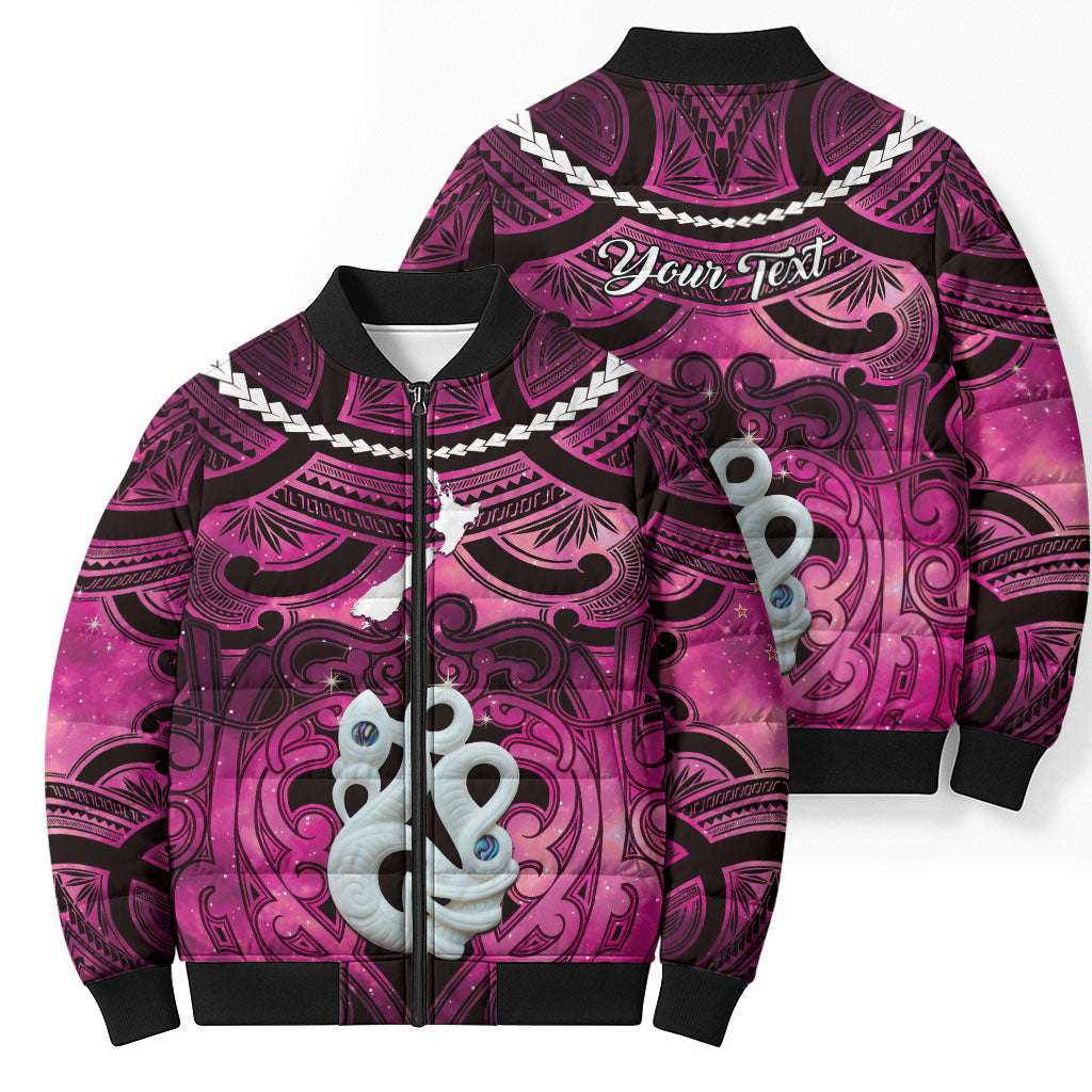 Personalised Maori Matariki Manaia Mawhero Bomber Puffer Jacket Maori Kowhaiwhai Pattern Galaxy