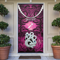 Personalised Maori Matariki Manaia Mawhero Door Cover Maori Kowhaiwhai Pattern Galaxy LT01 Pink - Polynesian Pride