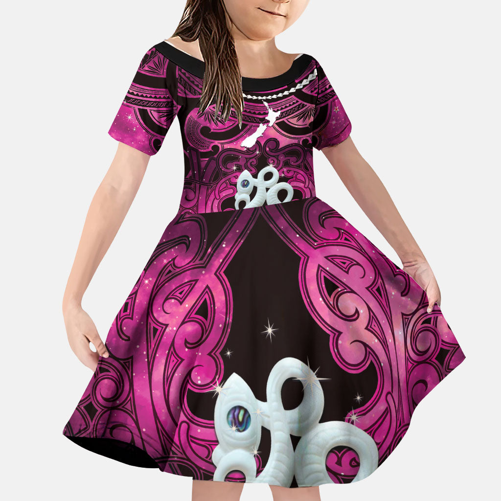 Personalised Maori Matariki Manaia Mawhero Family Matching Puletasi and Hawaiian Shirt Maori Kowhaiwhai Pattern Galaxy