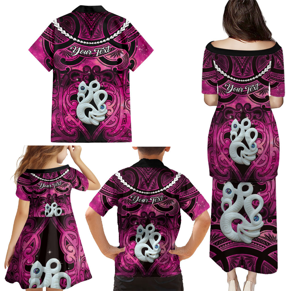 Personalised Maori Matariki Manaia Mawhero Family Matching Puletasi and Hawaiian Shirt Maori Kowhaiwhai Pattern Galaxy