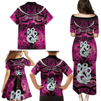 Personalised Maori Matariki Manaia Mawhero Family Matching Puletasi and Hawaiian Shirt Maori Kowhaiwhai Pattern Galaxy