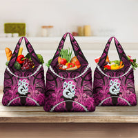 Maori Matariki Manaia Mawhero Grocery Bag Maori Kowhaiwhai Pattern Galaxy LT01 3-pack One Size Pink - Polynesian Pride