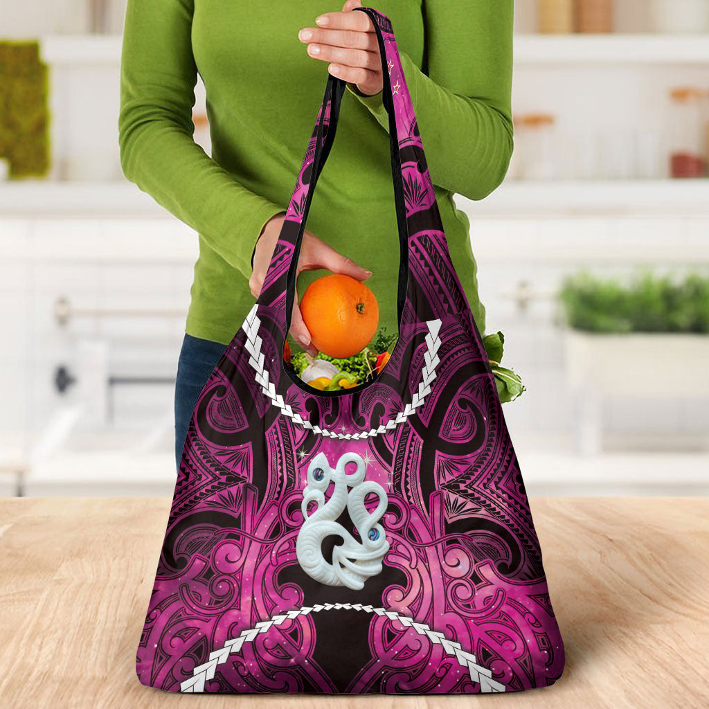 Maori Matariki Manaia Mawhero Grocery Bag Maori Kowhaiwhai Pattern Galaxy LT01 - Polynesian Pride
