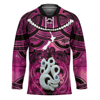 Personalised Maori Matariki Manaia Mawhero Hockey Jersey Maori Kowhaiwhai Pattern Galaxy LT01 Unisex Pink - Polynesian Pride