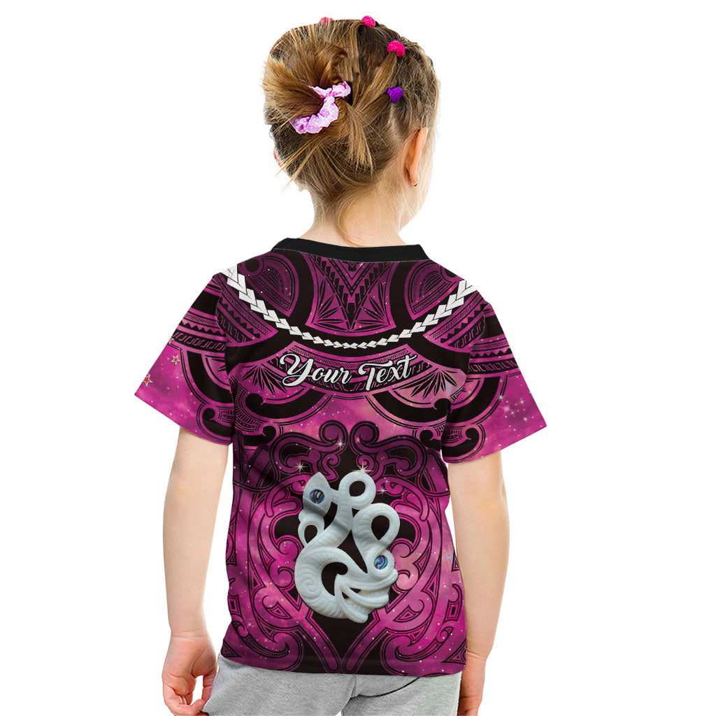 Personalised Maori Matariki Manaia Mawhero Kid T Shirt Maori Kowhaiwhai Pattern Galaxy