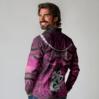 Personalised Maori Matariki Manaia Mawhero Long Sleeve Polo Shirt Maori Kowhaiwhai Pattern Galaxy LT01 - Polynesian Pride