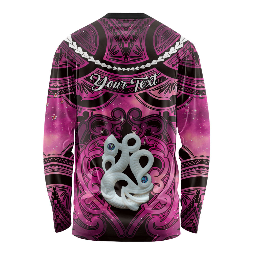 Personalised Maori Matariki Manaia Mawhero Long Sleeve Shirt Maori Kowhaiwhai Pattern Galaxy LT01 - Polynesian Pride