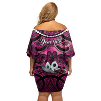 Personalised Maori Matariki Manaia Mawhero Off Shoulder Short Dress Maori Kowhaiwhai Pattern Galaxy LT01 - Polynesian Pride