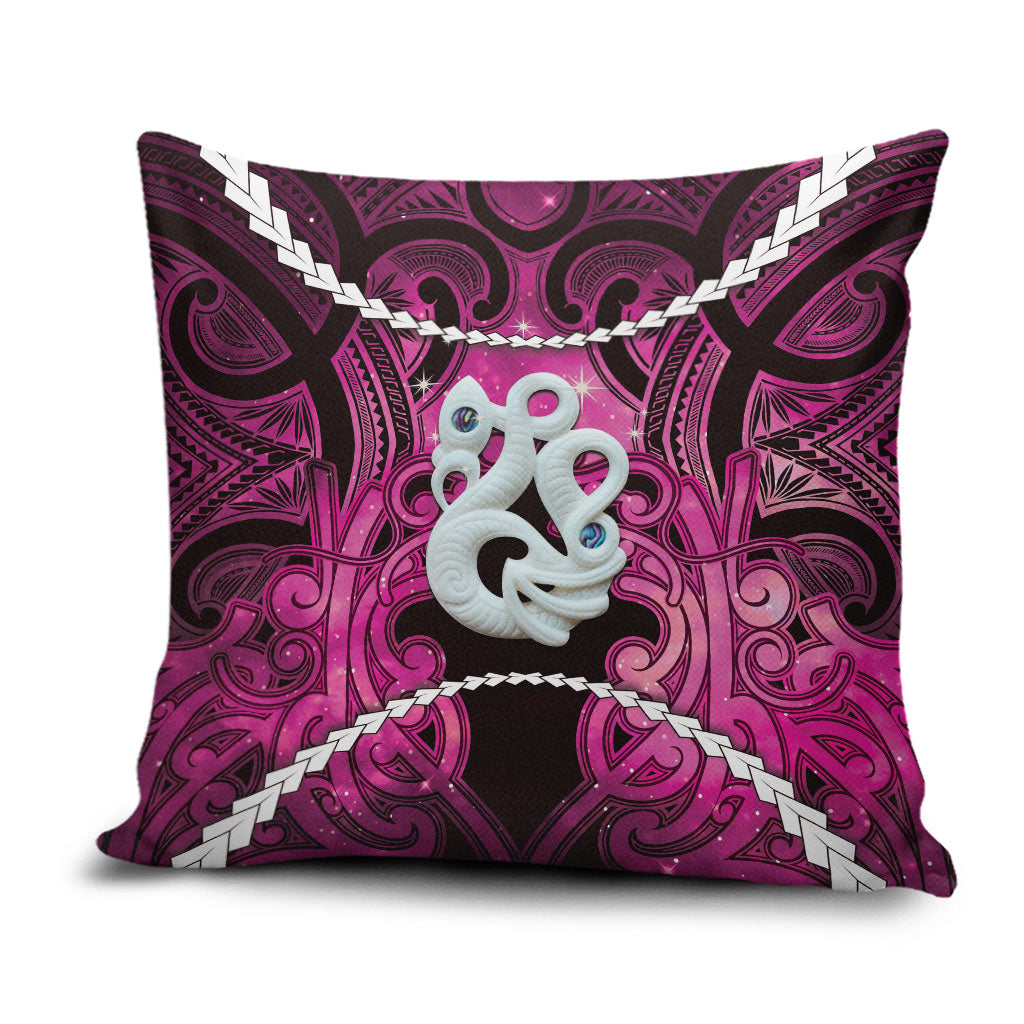 Maori Matariki Manaia Mawhero Pillow Cover Maori Kowhaiwhai Pattern Galaxy LT01 Pink - Polynesian Pride