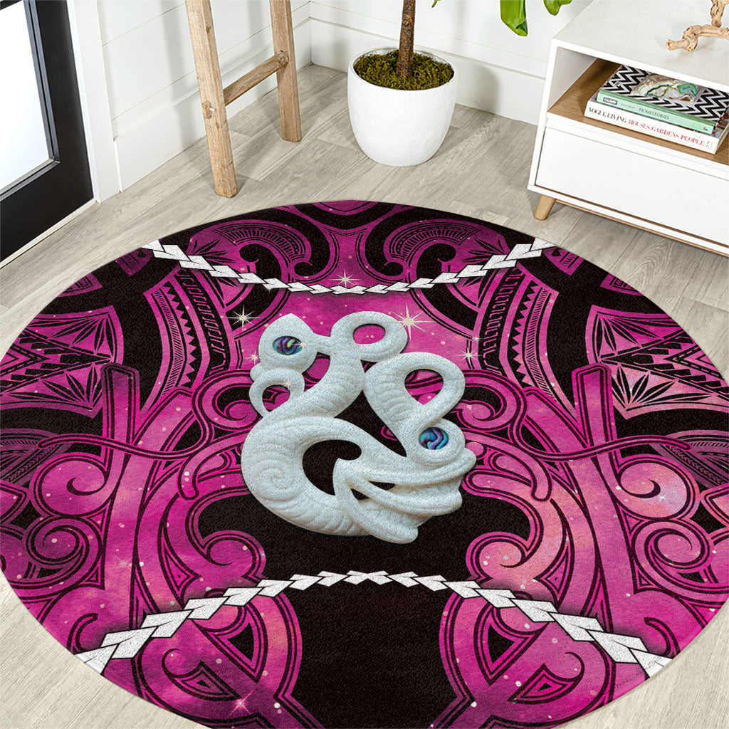 Maori Matariki Manaia Mawhero Round Carpet Maori Kowhaiwhai Pattern Galaxy