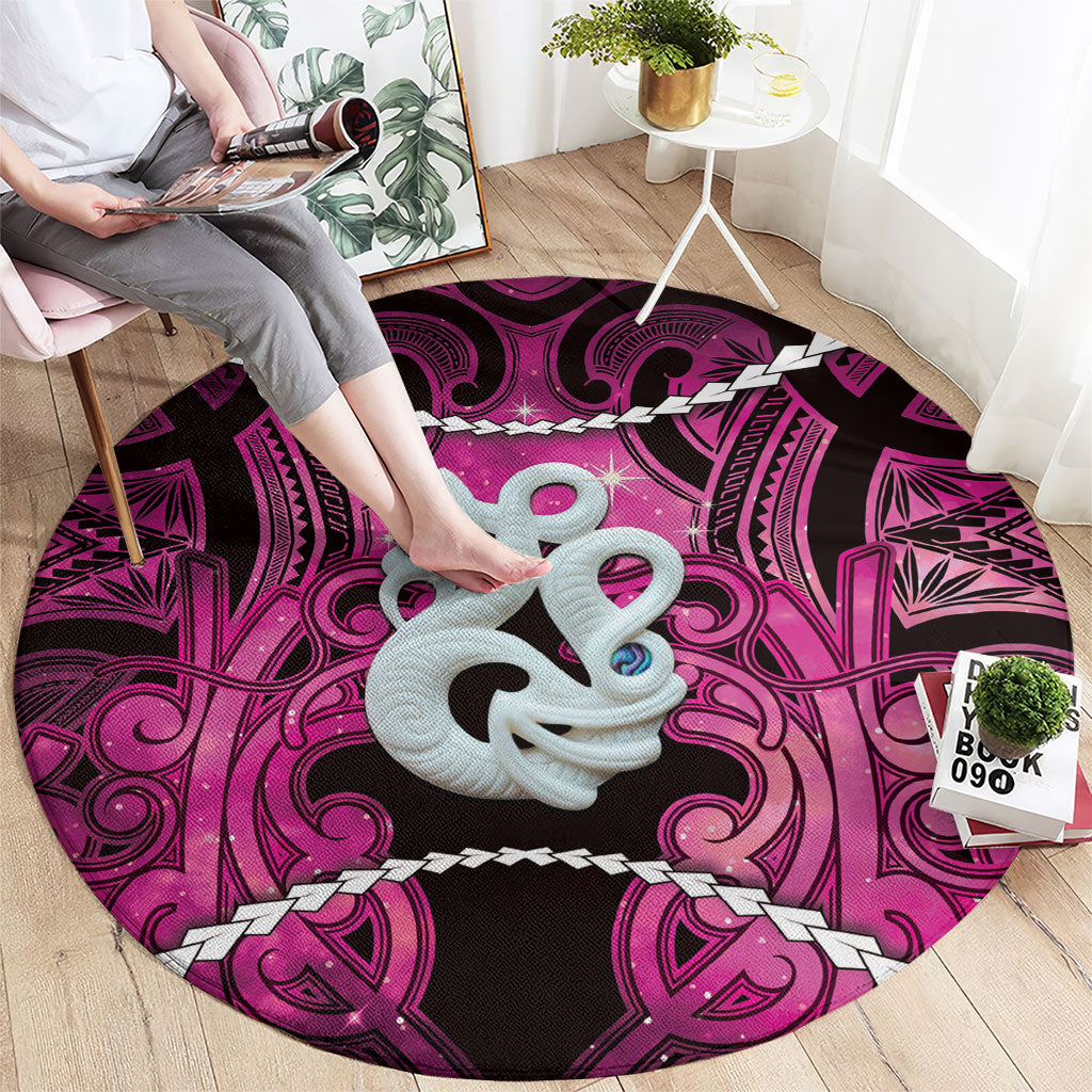 Maori Matariki Manaia Mawhero Round Carpet Maori Kowhaiwhai Pattern Galaxy