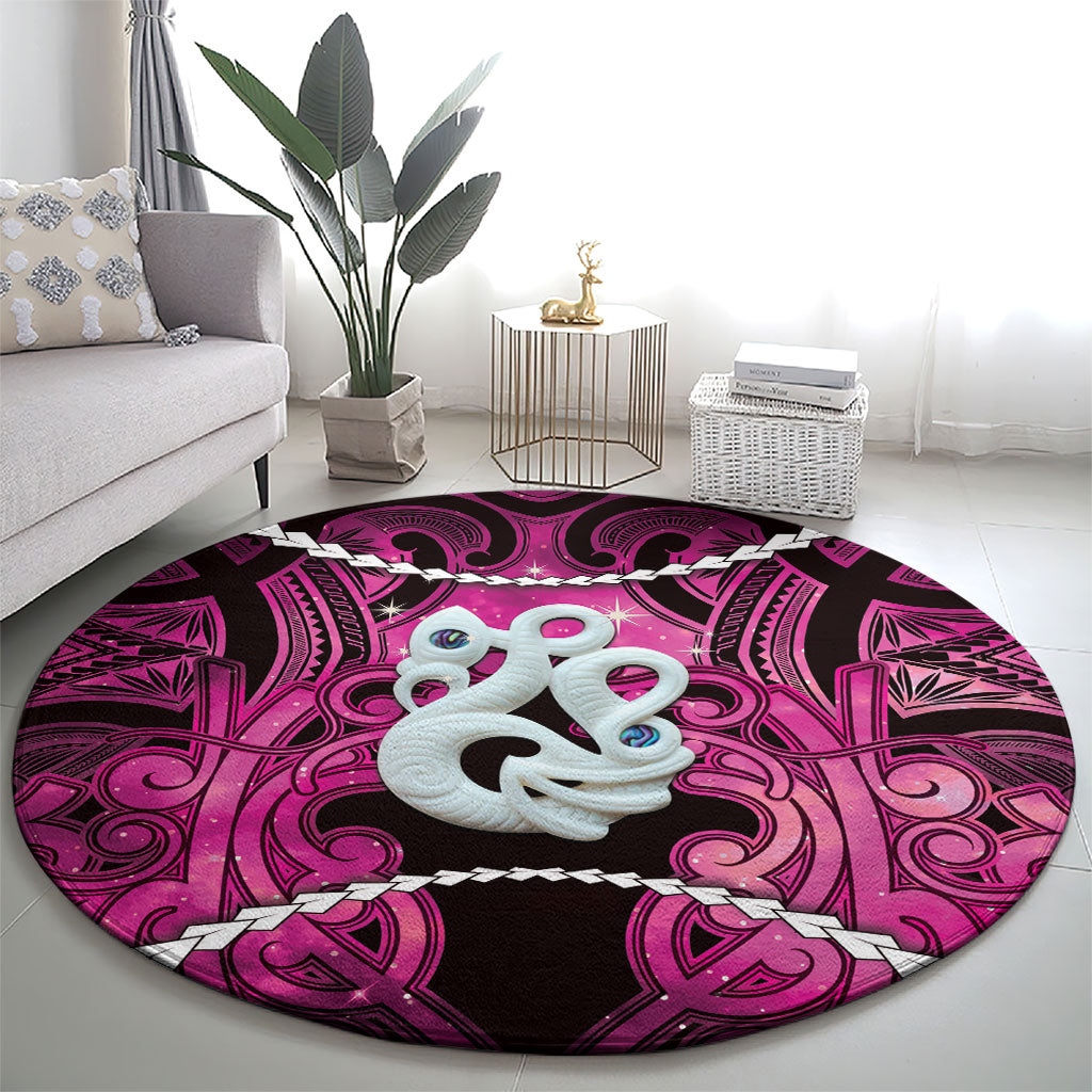 Maori Matariki Manaia Mawhero Round Carpet Maori Kowhaiwhai Pattern Galaxy