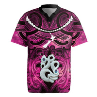 Personalised Maori Matariki Manaia Mawhero Rugby Jersey Maori Kowhaiwhai Pattern Galaxy LT01 Pink - Polynesian Pride