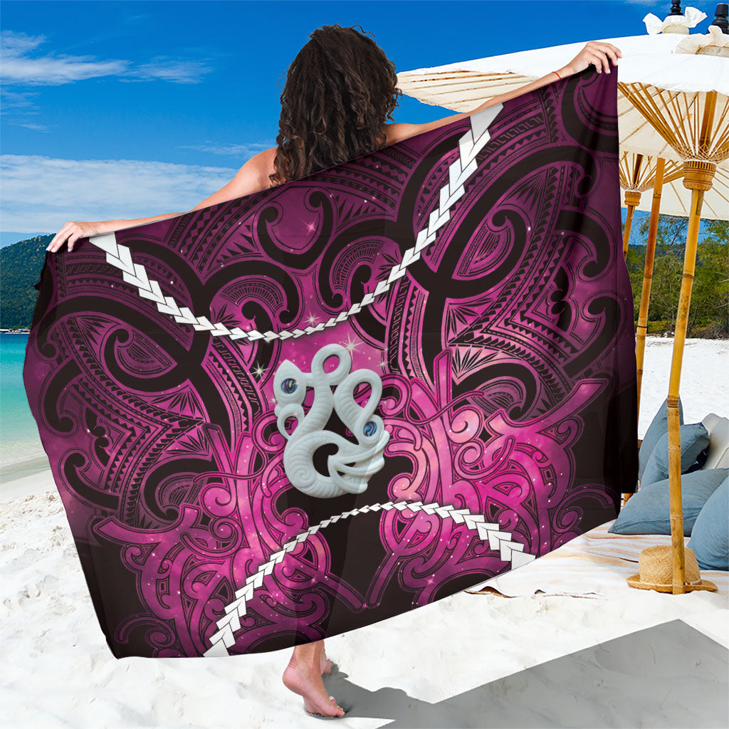 Maori Matariki Manaia Mawhero Sarong Maori Kowhaiwhai Pattern Galaxy LT01 One Size 44 x 66 inches Pink - Polynesian Pride