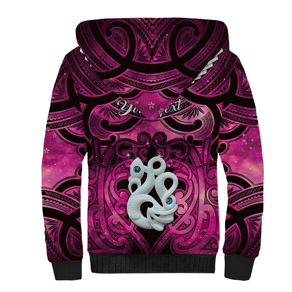 Personalised Maori Matariki Manaia Mawhero Sherpa Hoodie Maori Kowhaiwhai Pattern Galaxy