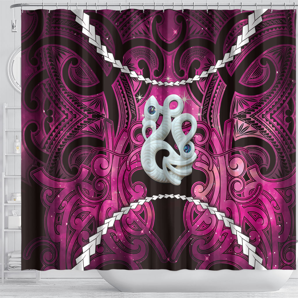 Maori Matariki Manaia Mawhero Shower Curtain Maori Kowhaiwhai Pattern Galaxy LT01 - Polynesian Pride