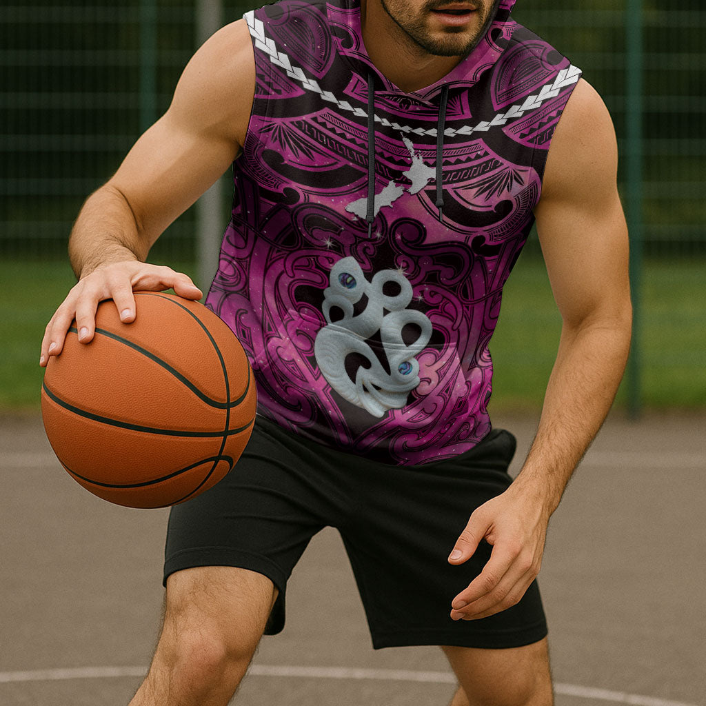 Personalised Maori Matariki Manaia Mawhero Sleeveless Hoodie Maori Kowhaiwhai Pattern Galaxy LT01 - Polynesian Pride