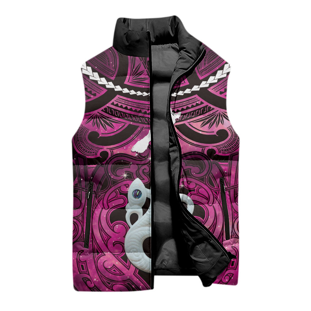 Personalised Maori Matariki Manaia Mawhero Sleeveless Puffer Jacket Maori Kowhaiwhai Pattern Galaxy LT01 - Polynesian Pride