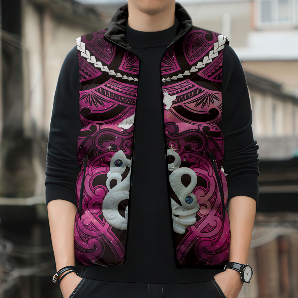 Personalised Maori Matariki Manaia Mawhero Sleeveless Puffer Jacket Maori Kowhaiwhai Pattern Galaxy LT01 - Polynesian Pride