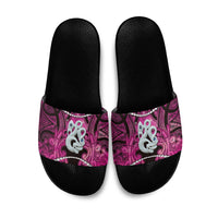 Maori Matariki Manaia Mawhero Slide Sandals Maori Kowhaiwhai Pattern Galaxy LT01 Pink - Polynesian Pride