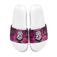 Maori Matariki Manaia Mawhero Slide Sandals Maori Kowhaiwhai Pattern Galaxy LT01 Pink - Polynesian Pride