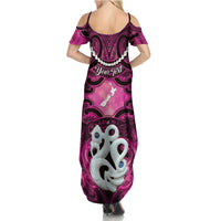 Personalised Maori Matariki Manaia Mawhero Summer Maxi Dress Maori Kowhaiwhai Pattern Galaxy LT01 - Polynesian Pride