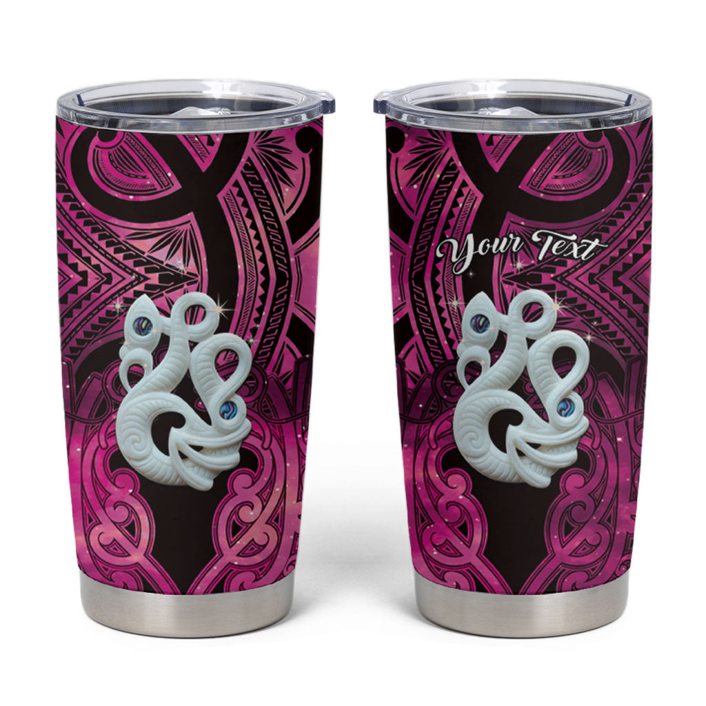 Personalised Maori Matariki Manaia Mawhero Tumbler Cup Maori Kowhaiwhai Pattern Galaxy LT01 Pink - Polynesian Pride