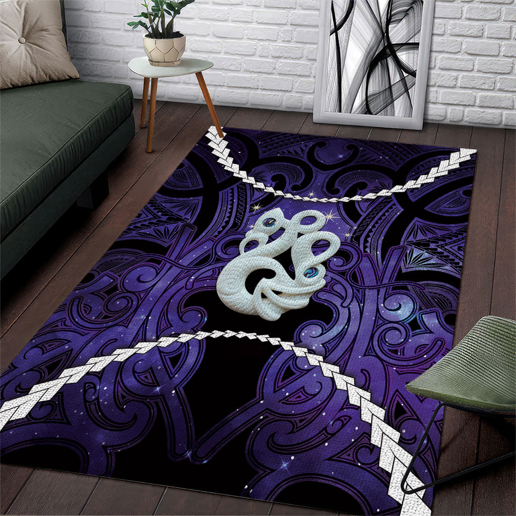 Maori Matariki Manaia Waiporoporo Area Rug Maori Kowhaiwhai Pattern Galaxy LT01 Purple - Polynesian Pride