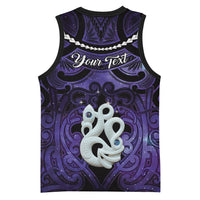 Personalised Maori Matariki Manaia Waiporoporo Basketball Jersey Maori Kowhaiwhai Pattern Galaxy LT01 - Polynesian Pride