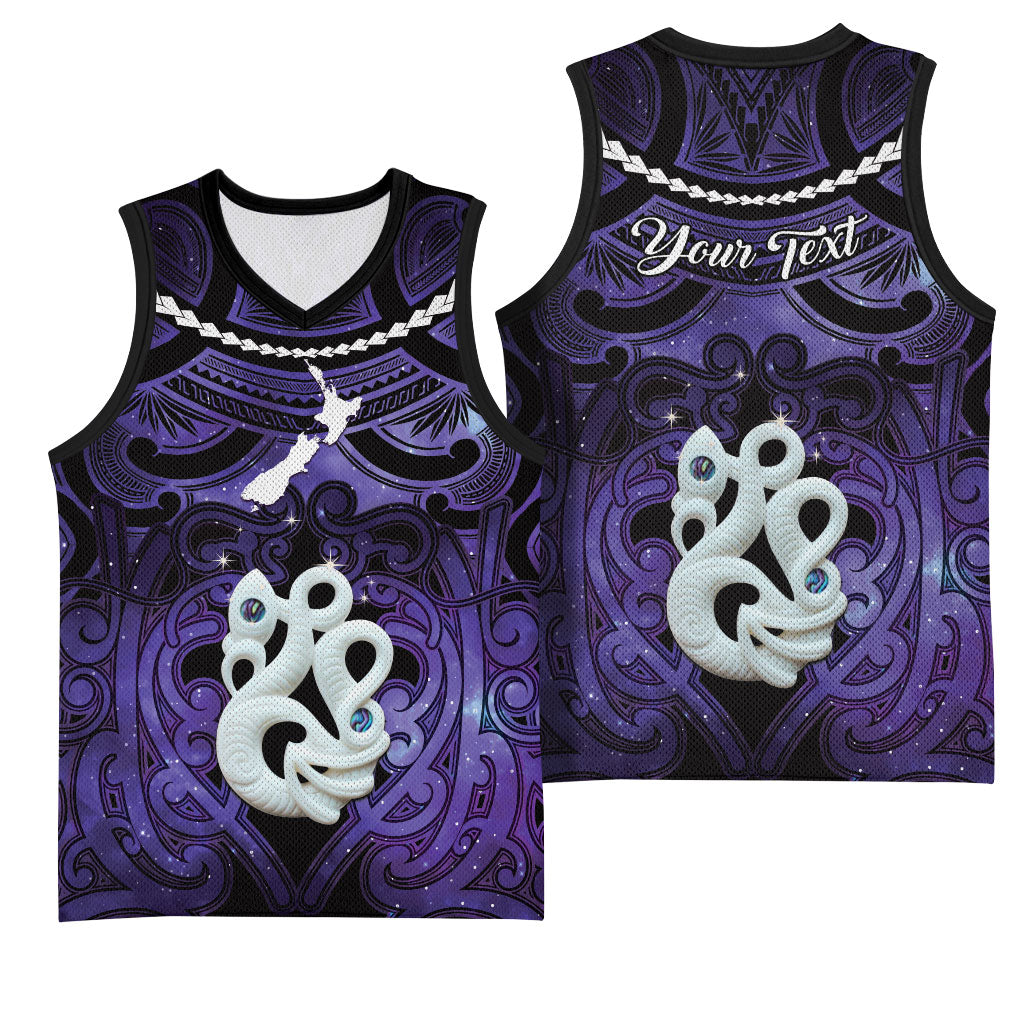 Personalised Maori Matariki Manaia Waiporoporo Basketball Jersey Maori Kowhaiwhai Pattern Galaxy LT01 - Polynesian Pride