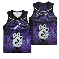 Personalised Maori Matariki Manaia Waiporoporo Basketball Jersey Maori Kowhaiwhai Pattern Galaxy LT01 - Polynesian Pride