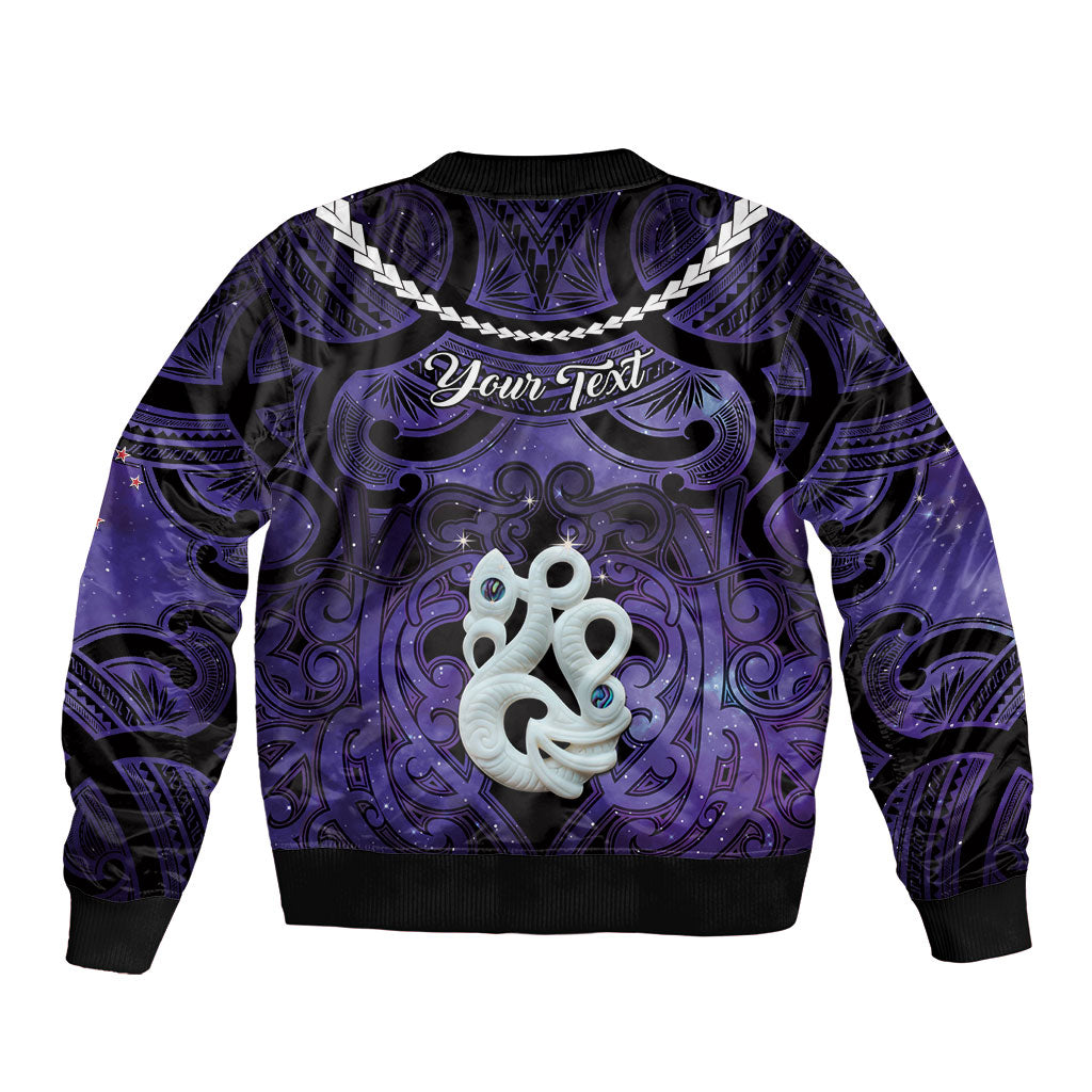 Personalised Maori Matariki Manaia Waiporoporo Bomber Jacket Maori Kowhaiwhai Pattern Galaxy